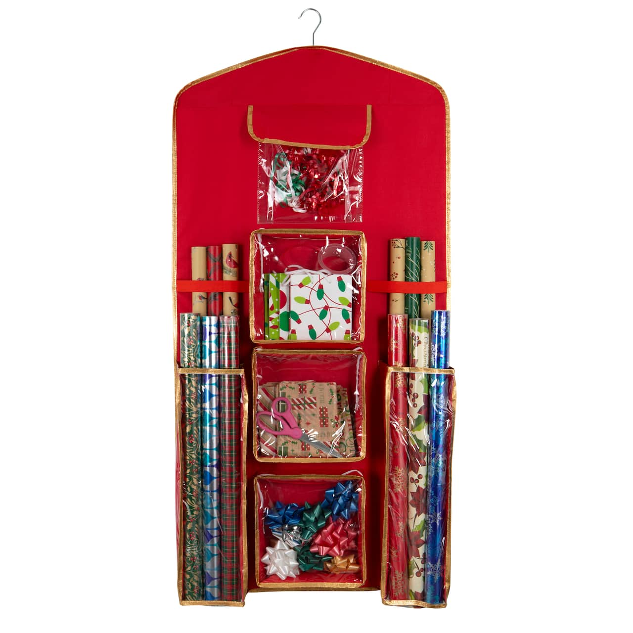 Simplify 8 Compartment Hanging Holiday Gift Wrap Organizer